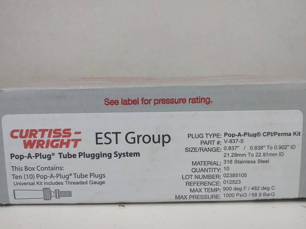 Curtiss-Wright V-837-S Pop-A-Plug Tube Plugging System CPI/Perma Kit