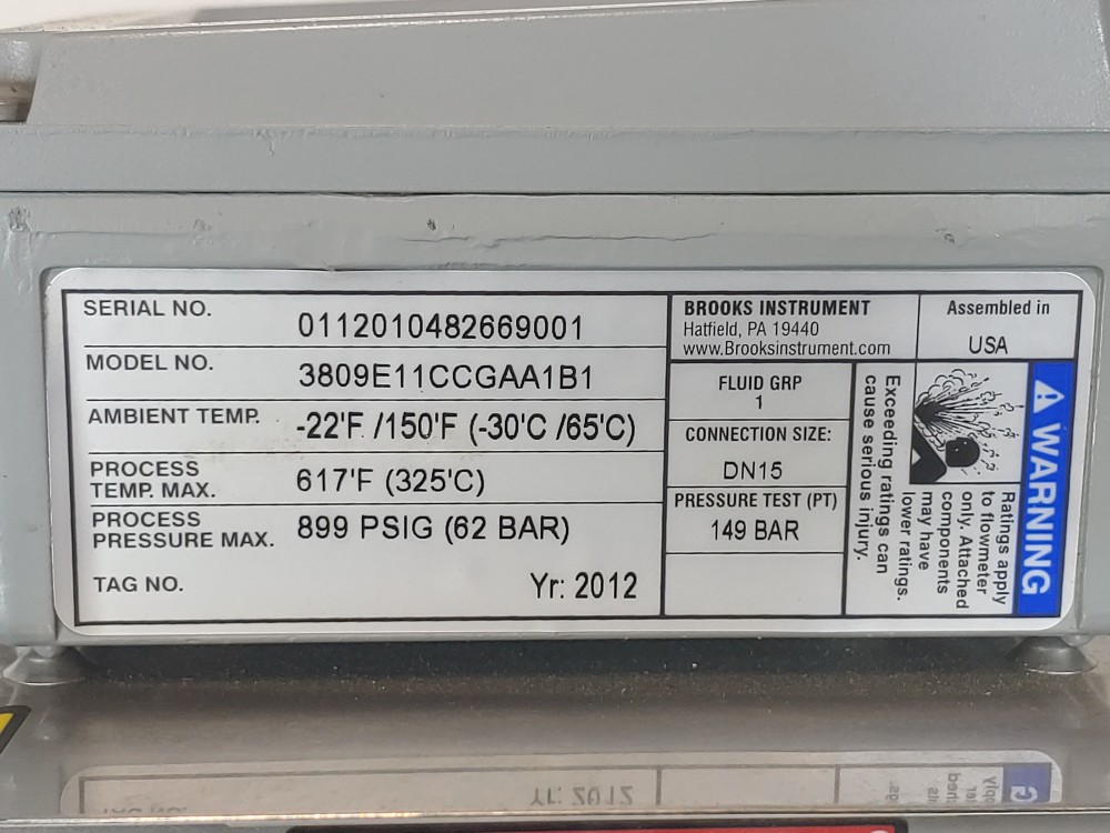 Brooks MT 3809 1/2" 400/600# Flanged Variable Area Flowmeter 3809E11CCGAA1B1