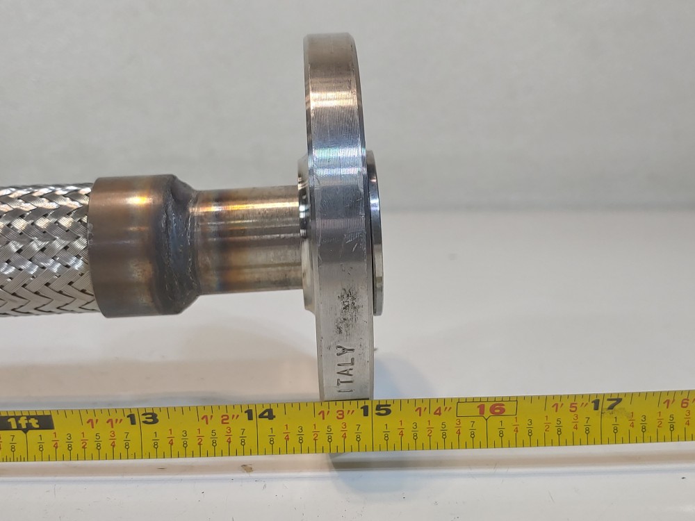 Braided Flex Hose 1" x 15" 304, 3/4" 150# 316 Fixed Flange x Floating Flange