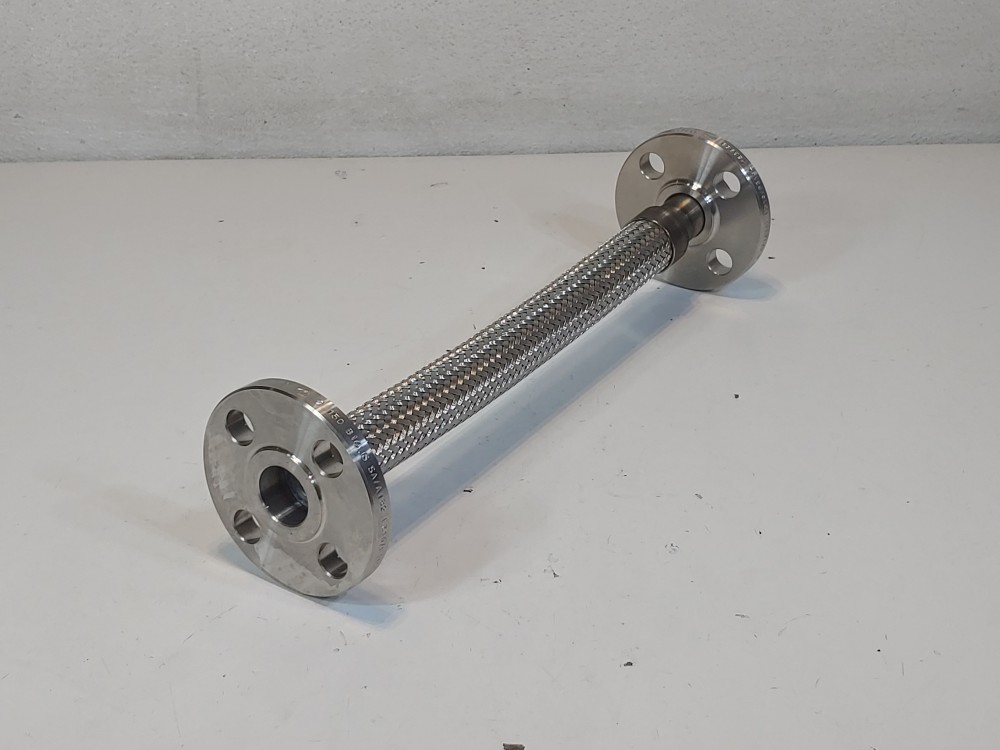 Braided Flex Hose 1" x 15" 304, 3/4" 150# 316 Fixed Flange x Floating Flange