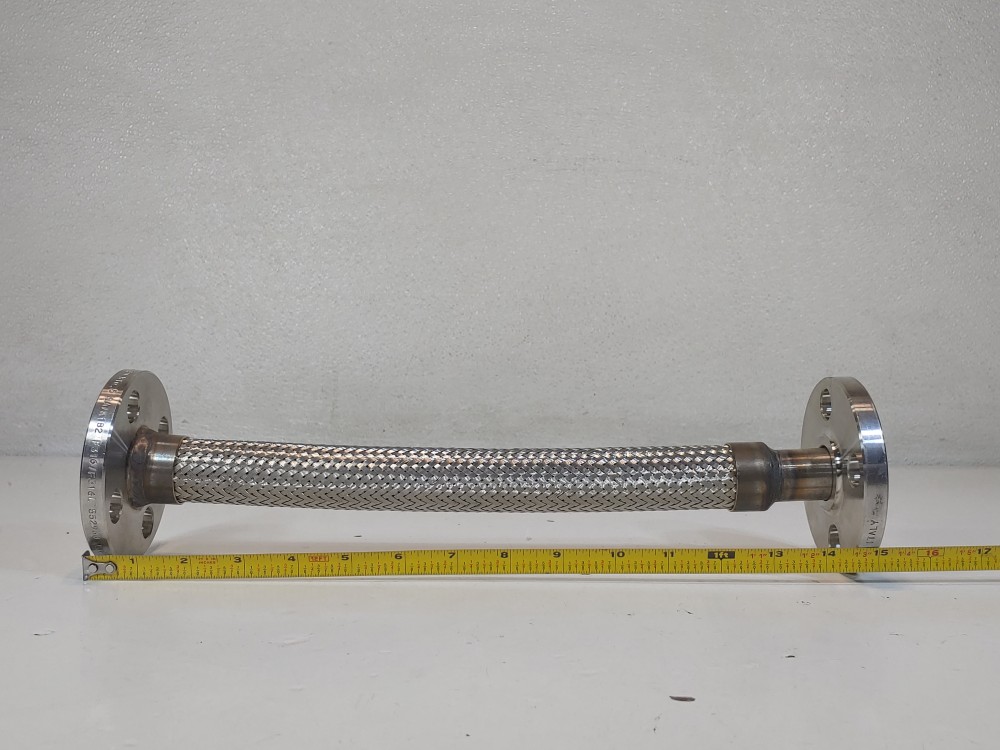 Braided Flex Hose 1" x 15" 304, 3/4" 150# 316 Fixed Flange x Floating Flange