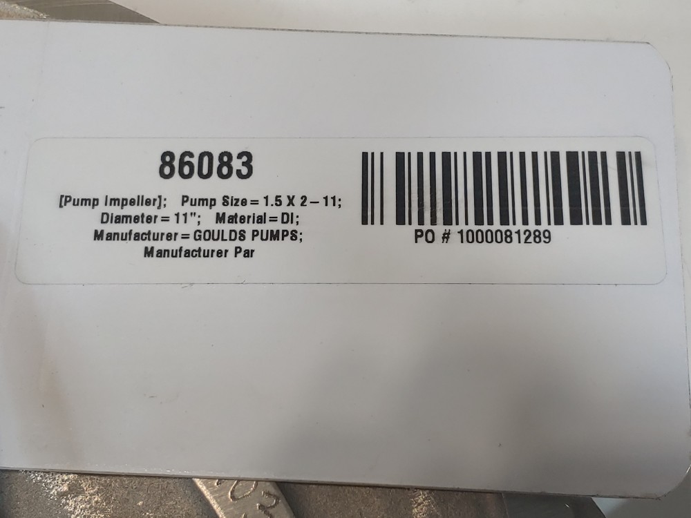 Gould 3171 CF8M 5-Vane 1.5" x 2" - 11 Impeller 