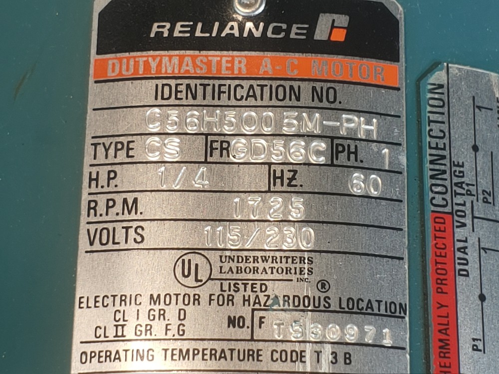 Reliance 1/4 HP 1725 RPM Duty Master A-C Motor C56H5005M-PH