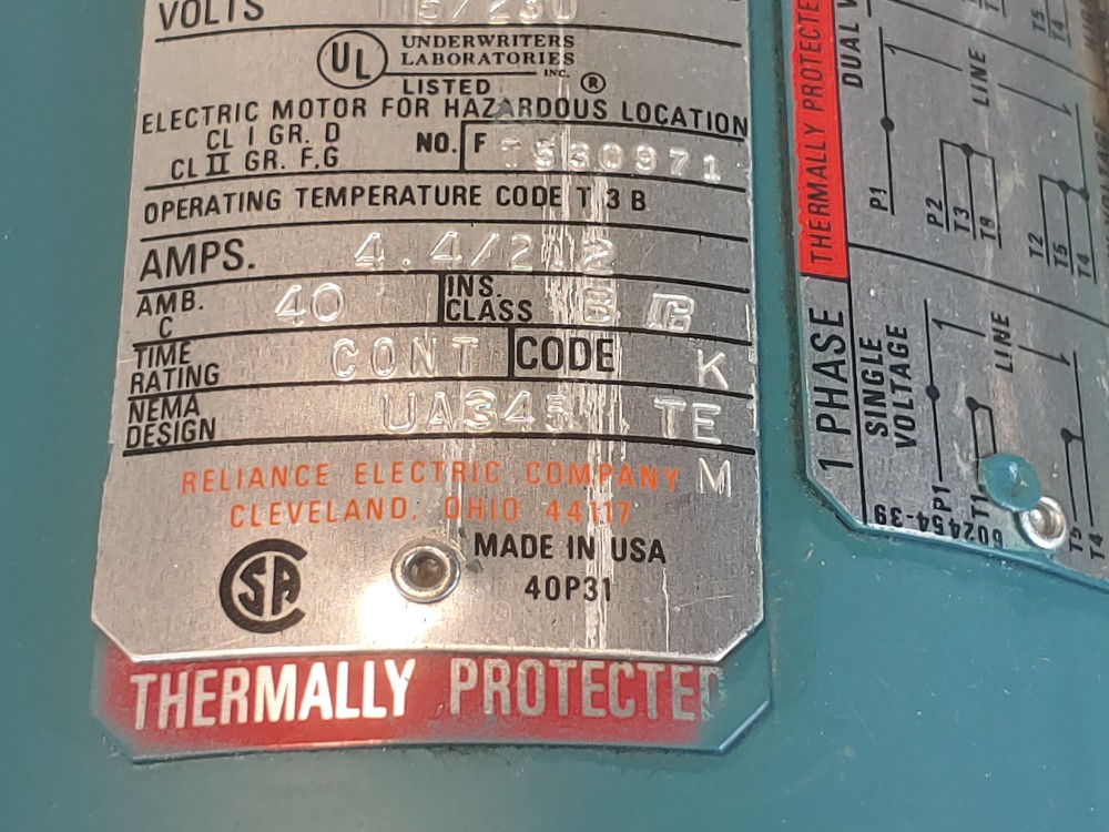 Reliance 1/4 HP 1725 RPM Duty Master A-C Motor C56H5005M-PH