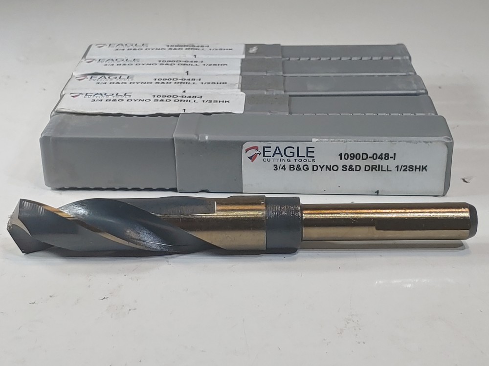 Lot of (5) Eagle Cutting Tools 3/4" S&D Drill Bits with 1/2" Shank 1090D-048-I 