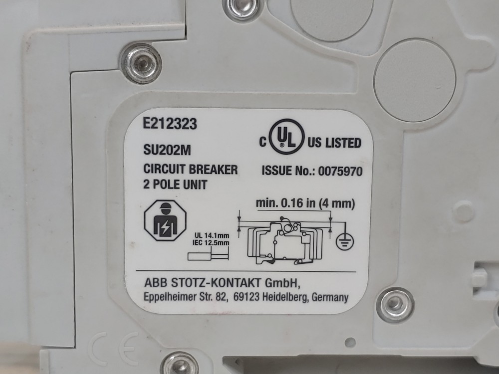 ABB 5 Amp 2-Pole Miniature Circuit Breaker SU 202M