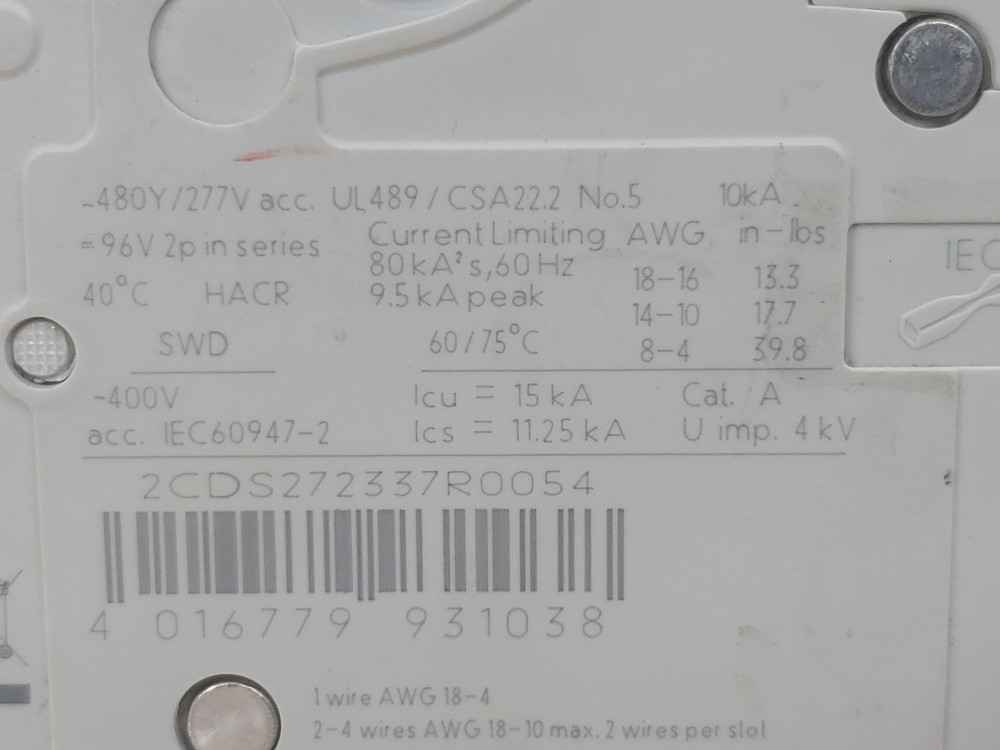 ABB 5 Amp 2-Pole Miniature Circuit Breaker SU 202M