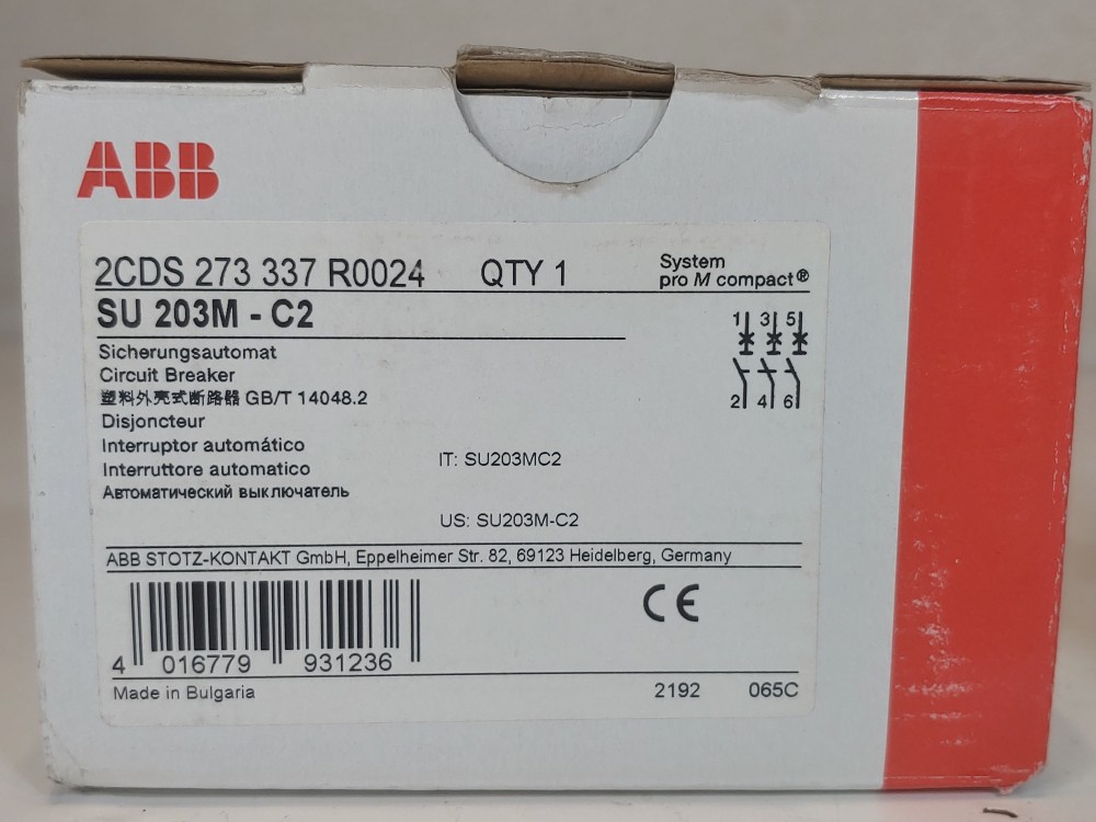ABB 3-Pole Miniature Circuit Breaker Type SU 203M-C2