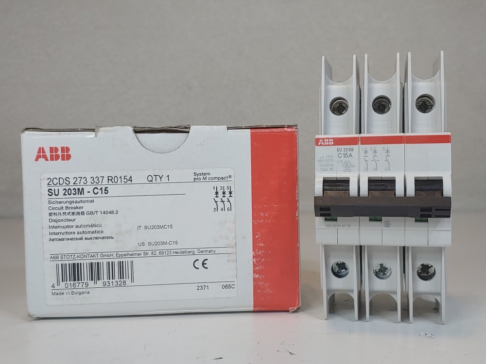 ABB 15 Amp 3-Pole Miniature Circuit Breaker Type SU 203M-C15