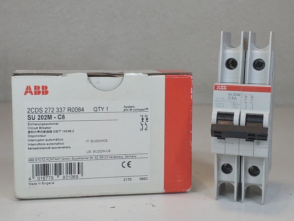 ABB 8 Amp 2-Pole Miniature Circuit Breaker Type SU 202M-C8