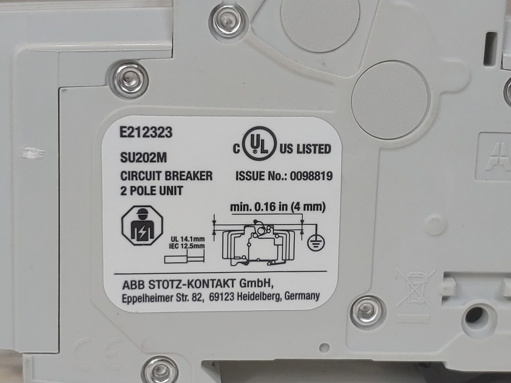 ABB 8 Amp 2-Pole Miniature Circuit Breaker Type SU 202M-C8