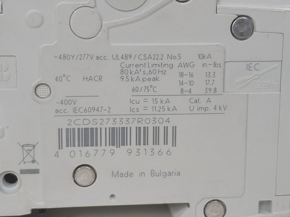 ABB 30 Amp 3-Pole Miniature Circuit Breaker Type SU 203M-C30