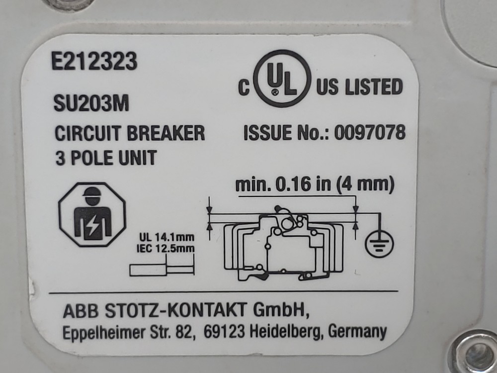 ABB 30 Amp 3-Pole Miniature Circuit Breaker Type SU 203M-C30