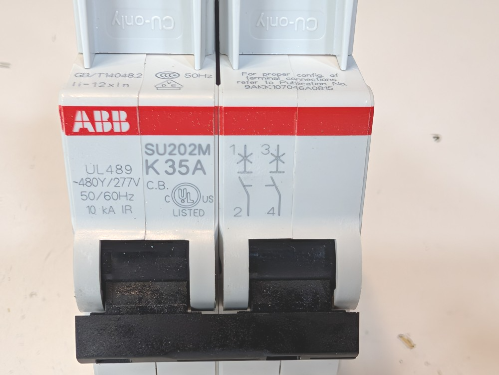 ABB 35 Amp 2-Pole Miniature Circuit Breaker Type SU 202M-K35