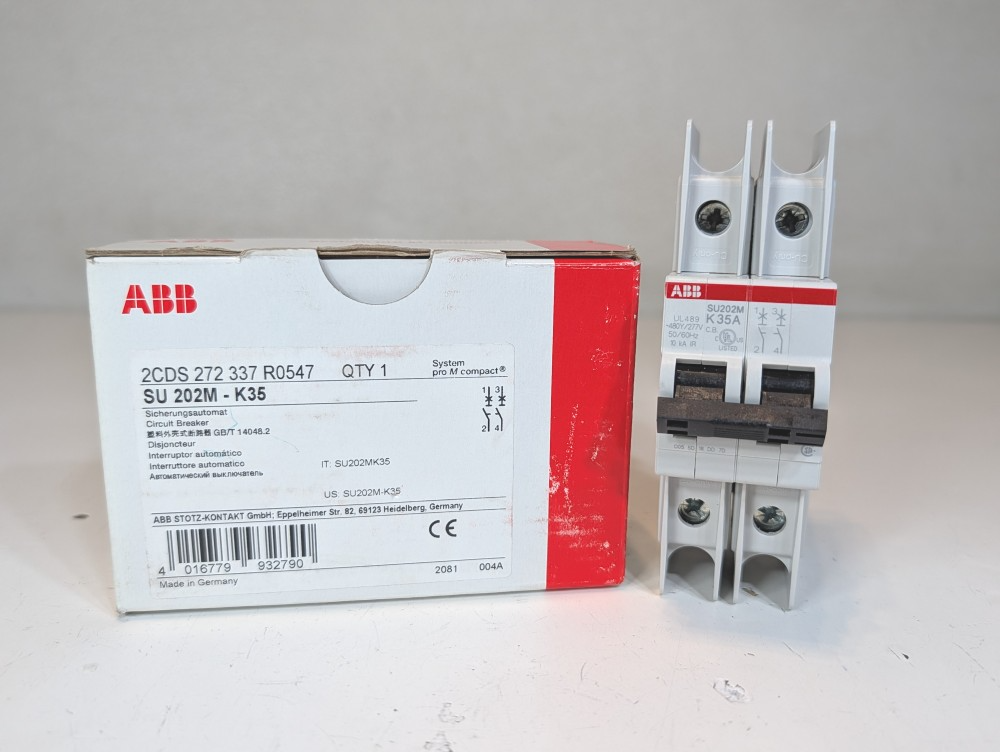 ABB 35 Amp 2-Pole Miniature Circuit Breaker Type SU 202M-K35