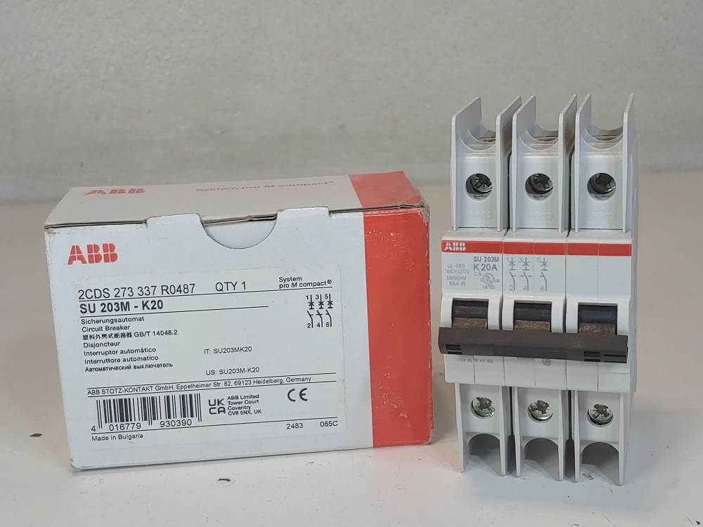 ABB 20 Amp 3-Pole Miniature Circuit Breaker Type SU 203M-K20