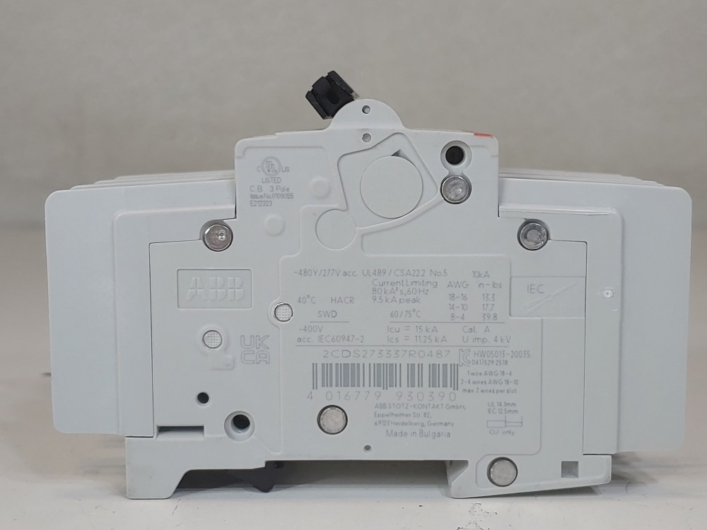 ABB 20 Amp 3-Pole Miniature Circuit Breaker Type SU 203M-K20