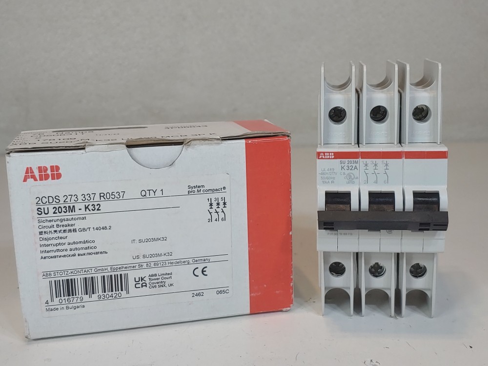 ABB 32 Amp 3-Pole Miniature Circuit Breaker Type SU 203M-K32