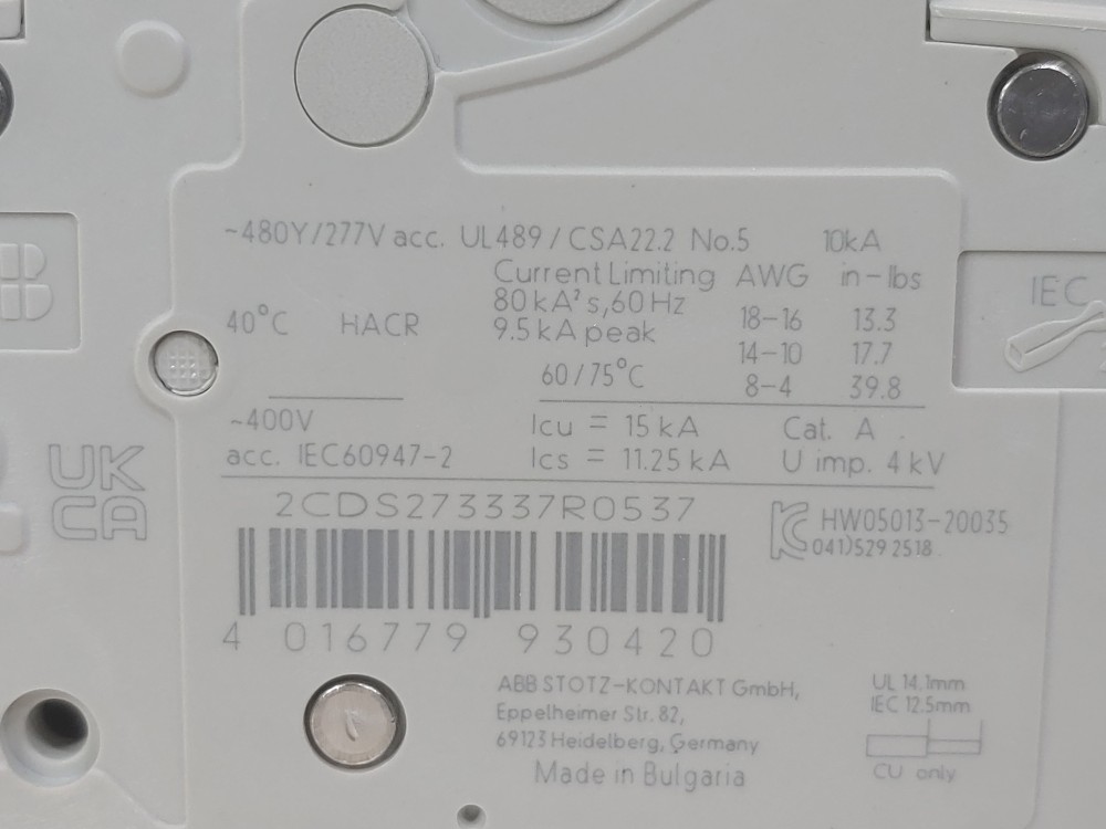 ABB 32 Amp 3-Pole Miniature Circuit Breaker Type SU 203M-K32