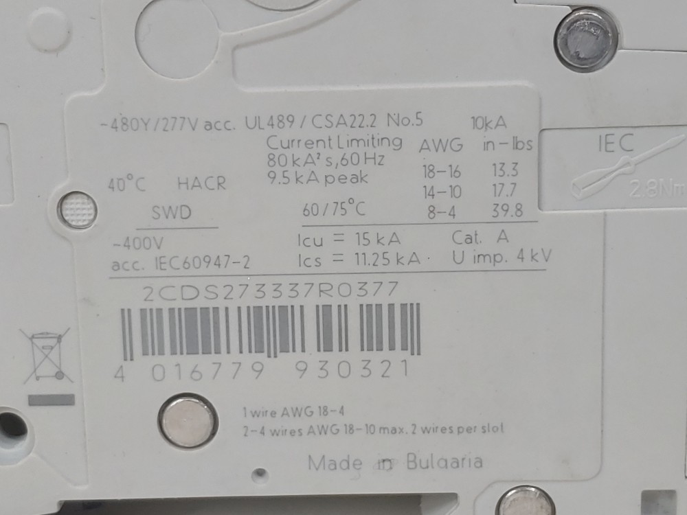 ABB 6 Amp 2-Pole Miniature Circuit Breaker Type SU 203M-K6