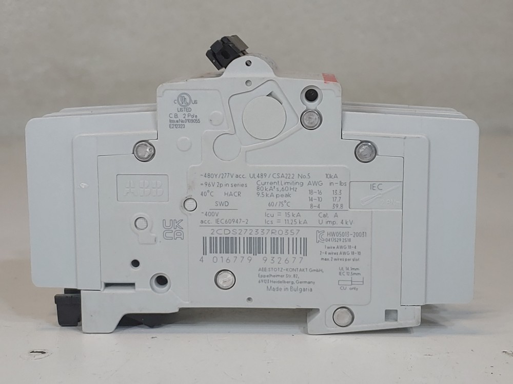 ABB 5 Amp 2-Pole Miniature Circuit Breaker Type SU 202M-K5