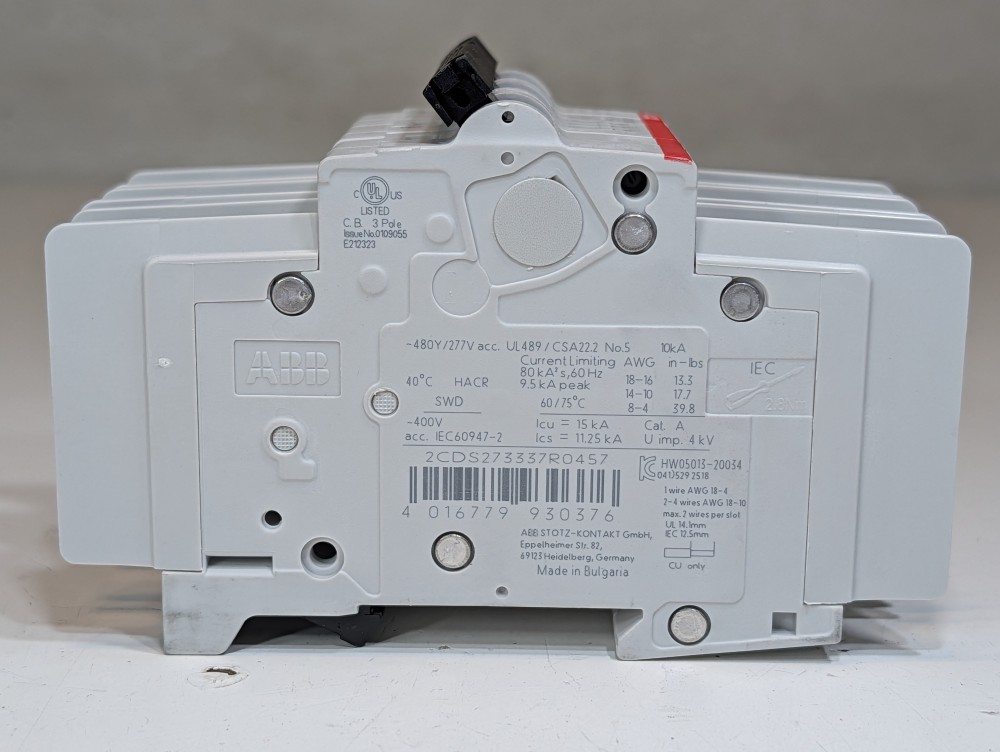 ABB 15 Amp 3-Pole Miniature Circuit Breaker Type SU 203M-K15