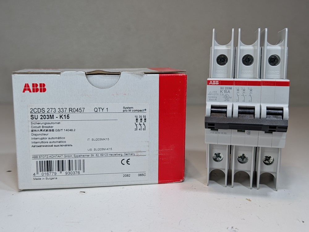 ABB 15 Amp 3-Pole Miniature Circuit Breaker Type SU 203M-K15