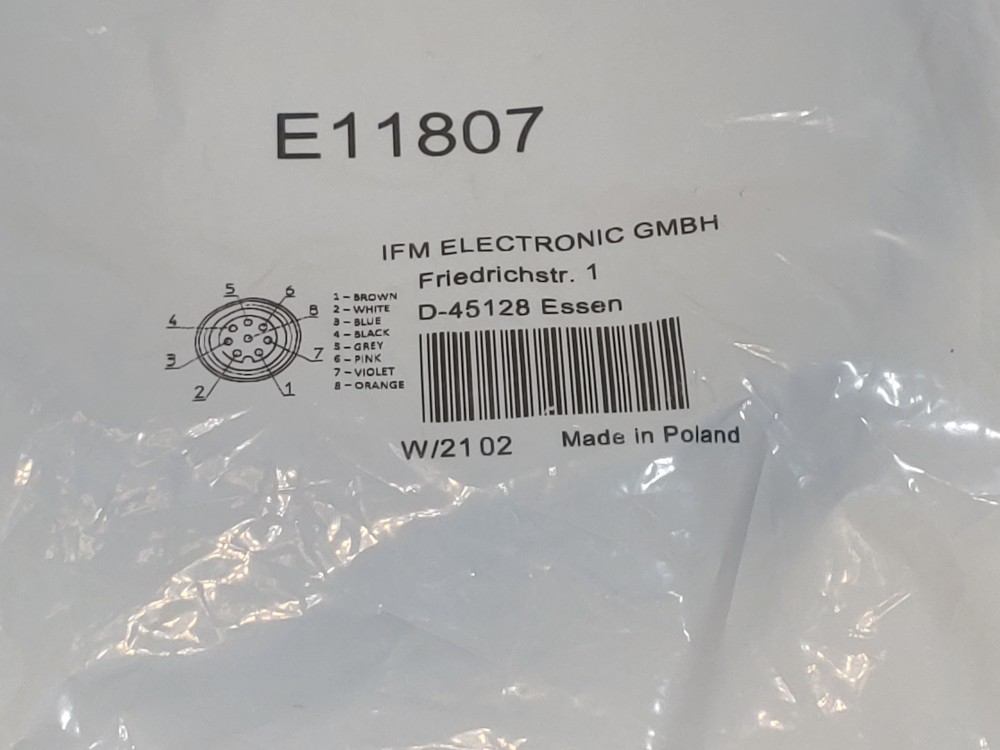 IFM Electronic GMBH E11807 Female Cordset, M12 Female To Pigtail 5M