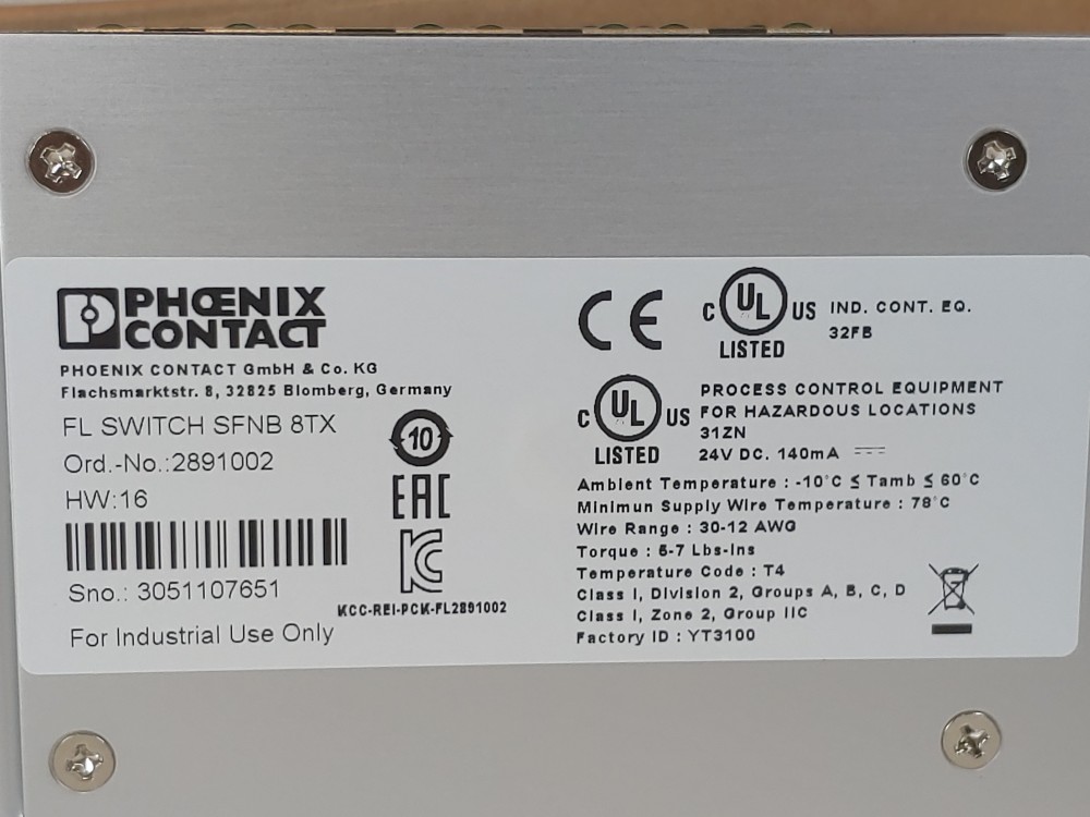 Phoenix Contact Ethernet FL Switch SFNB 8TX 2891002