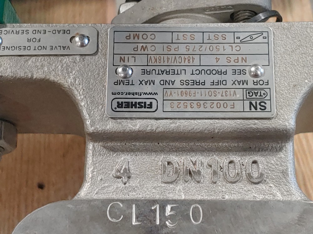 Fisher 4" 150# CF3M 484CV/418KV Actuated Butterfly Valve w/ DVC6200 Positioner 