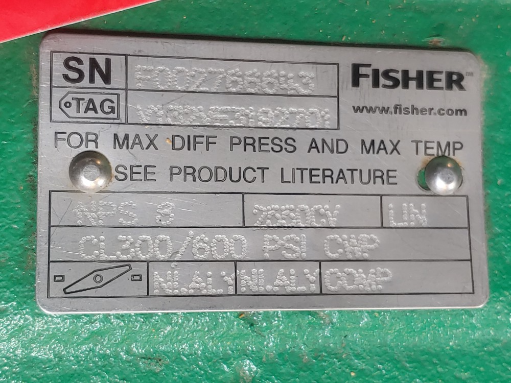 Fisher 8" 300/600# Actuated Butterfly Valve  w/ Fisher DVC6200 Positioner
