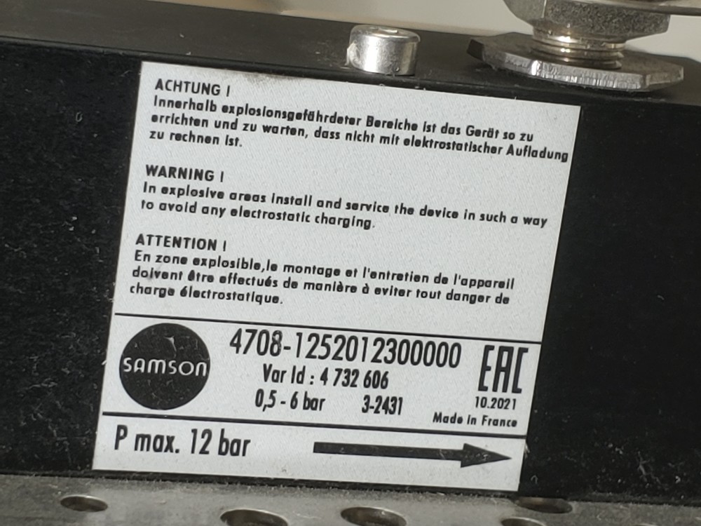 Samson 4" 150#CL Type 3277 Actuator Control Valve w/ Positioner 