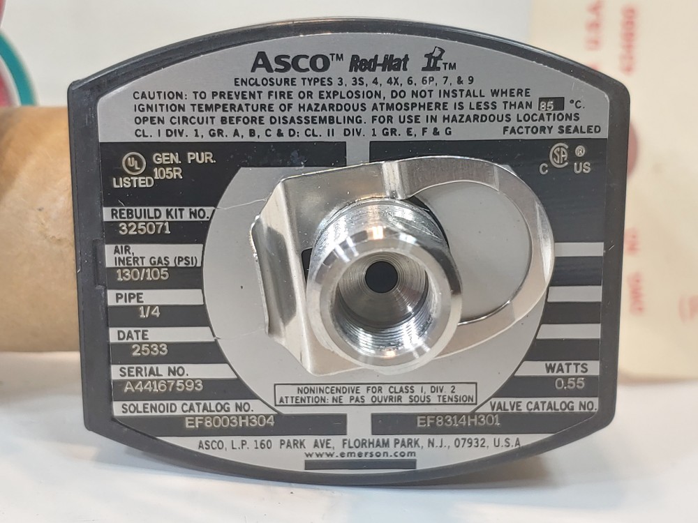 Asco 2-Way 24V Solenoid Valve EF8003H304 / EF8314H301