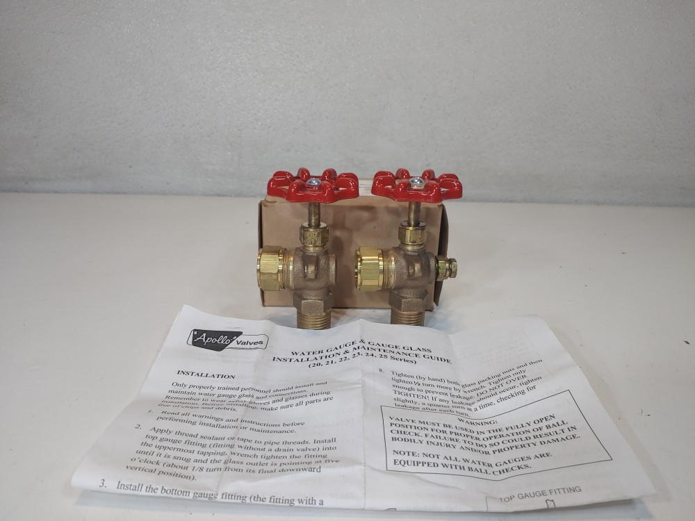Apollo 20-150-03 Water Gauge 1/2" Valves, Rough Brass, Aluminum Wheel
