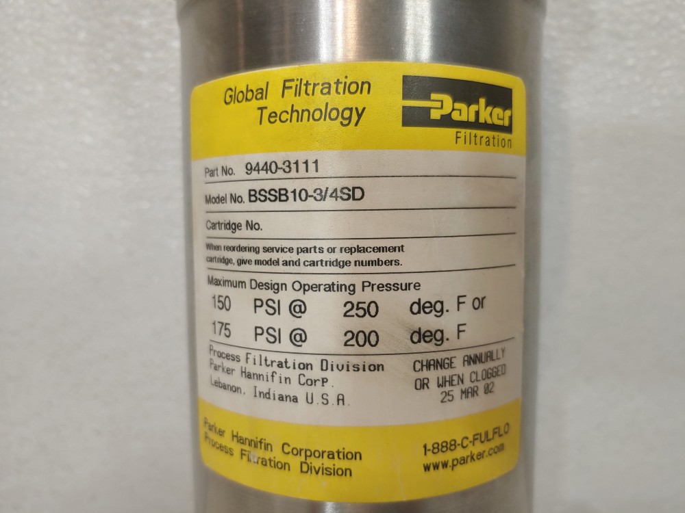 Parker 3/4"NPT Filter Housing Model BSSB 10-3/4SD