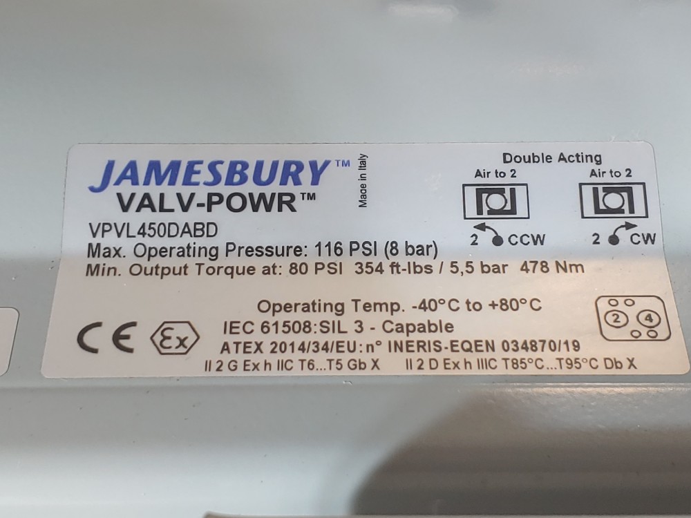 Jamesbury 2" 300# WCB Actuated Flanged 2-PC Ball Valve  VPVL450DABD