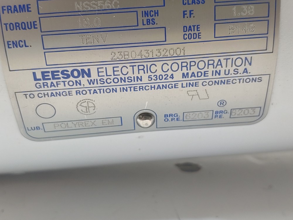 Leeson 1/2 HP Electric Motor Double Shaft C42D17NC28A