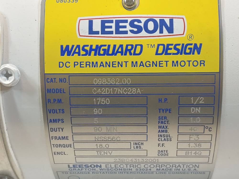 Leeson 1/2 HP Electric Motor Double Shaft C42D17NC28A