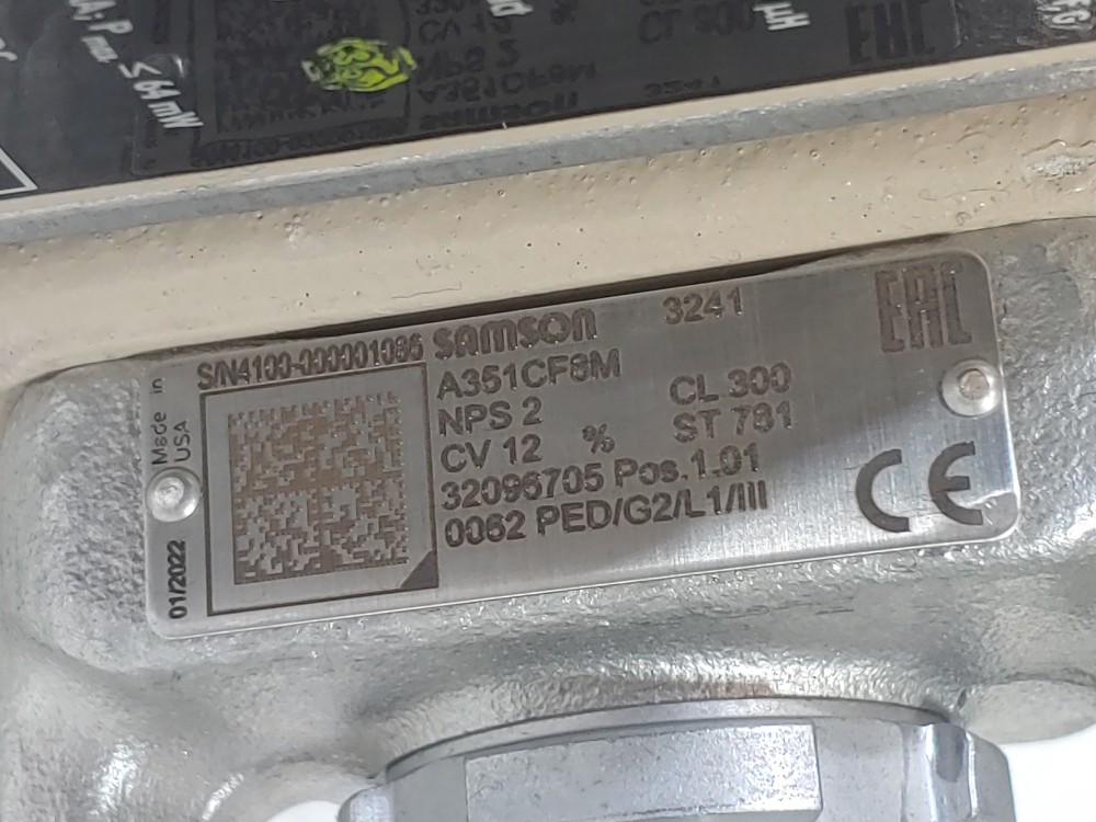 Samson 2" 300# 3277 CF8M Actuated Globe Valve w/ 3730-5 Positioner