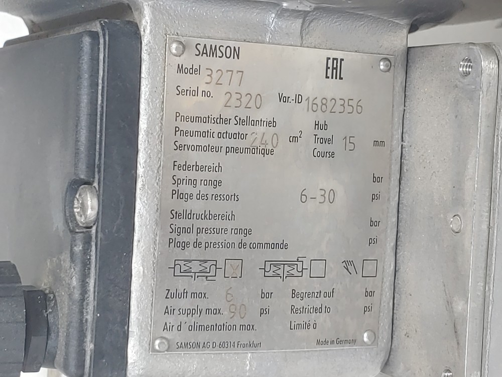 Samson 2" 300# 3277 CF2M Actuated Globe Valve w/ 3730-3 Positioner