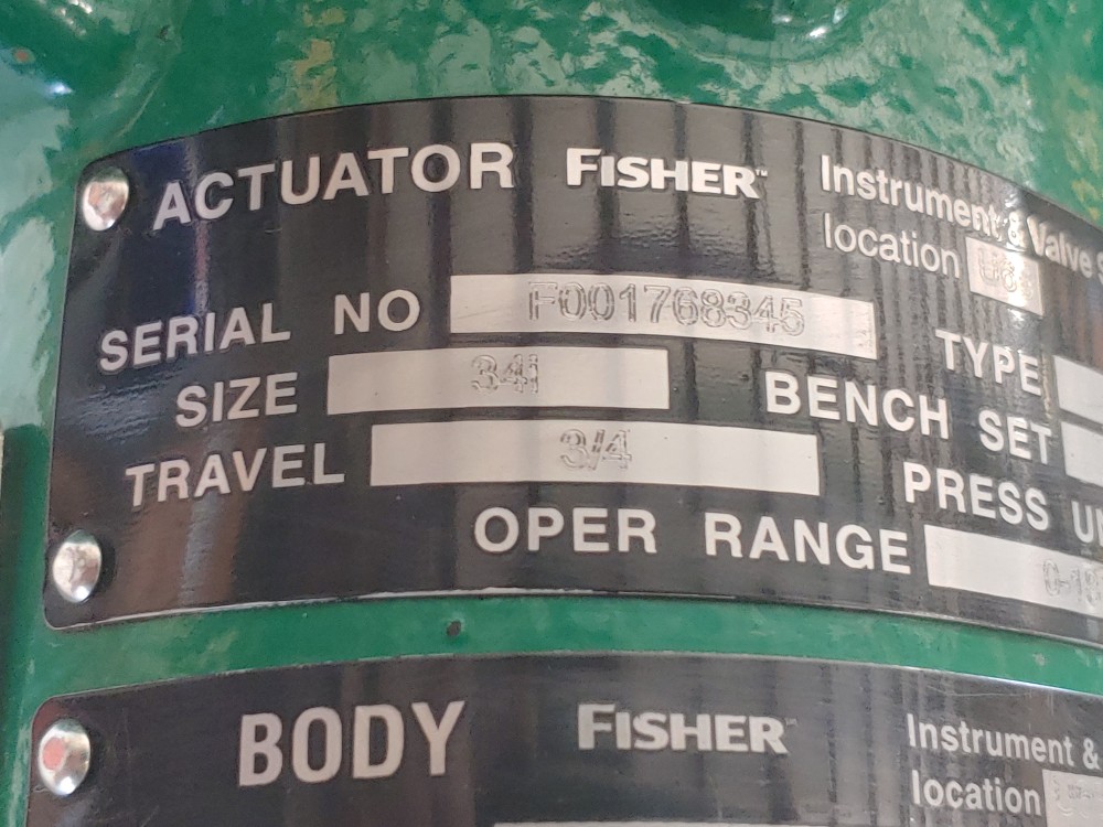 Fisher 1" 300# Control Valve w/ 667 Actuator & DVC6200 FieldVue Positioner 