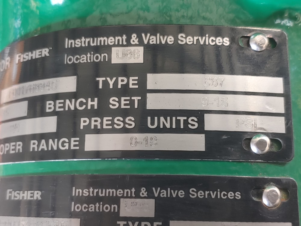 Fisher 1" 300# Control Valve w/ 667 Actuator & DVC6200 FieldVue Positioner 
