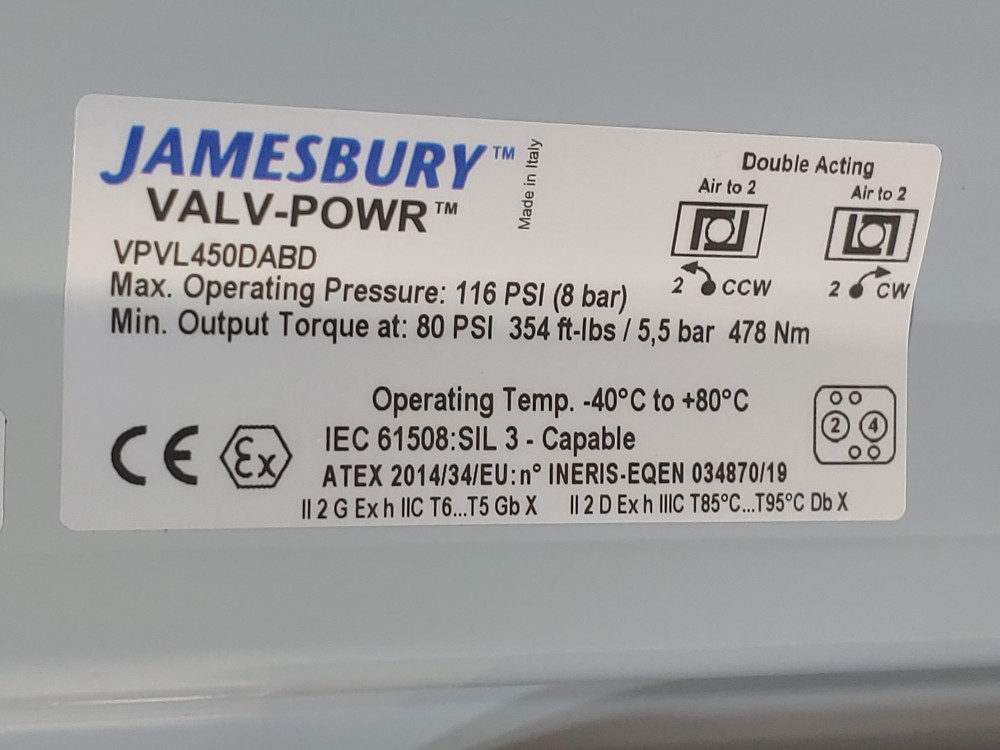 Jamesbury 2" 300# Actuated Flanged Ball Valve VPVL450DABD w/ Limit Switch