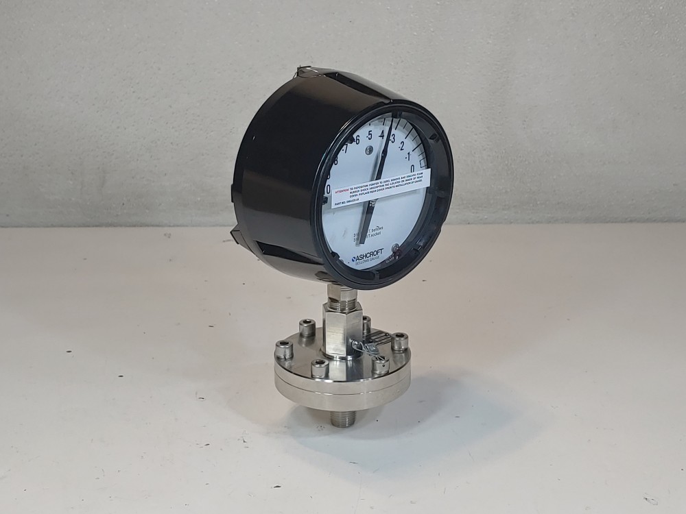 Ashcroft Pressure Gauge w/ Diaphragm Seal 45-1188-SS-04L-N10IW -10 to 0 in H2O