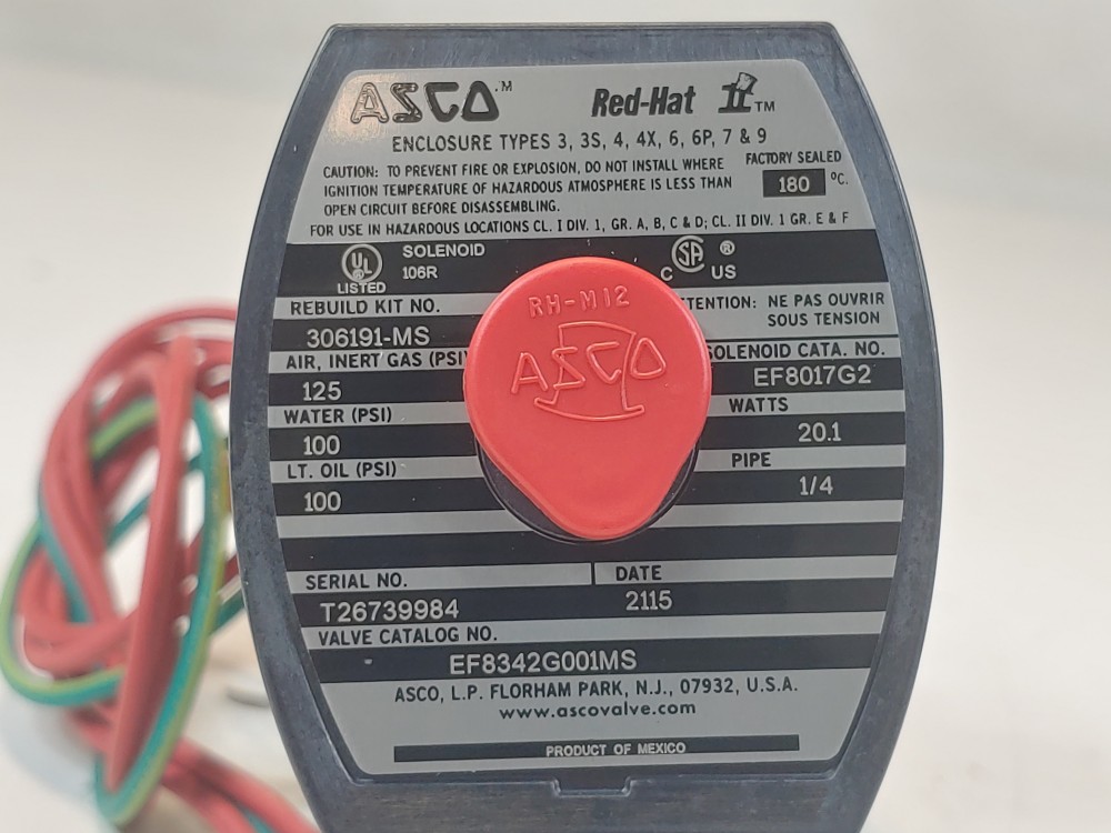 Asco 1/4" Solenoid Valve EF8342G001MS / EF8017G2
