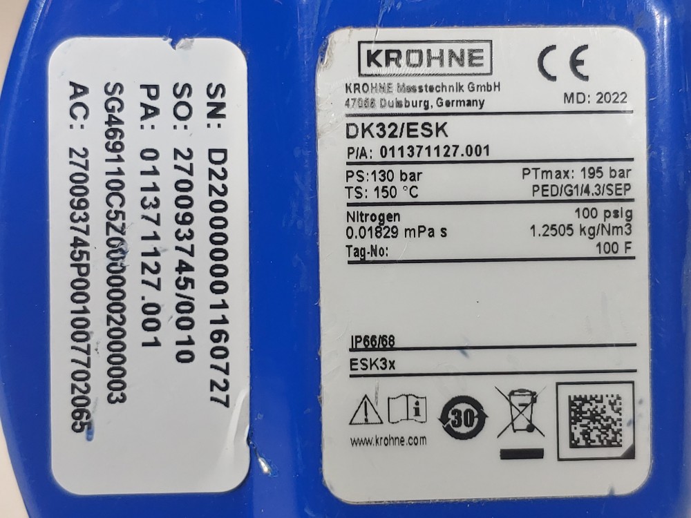 Krohne DK32/ESK Variable Area Flowmeter w/ Electric Signal Output