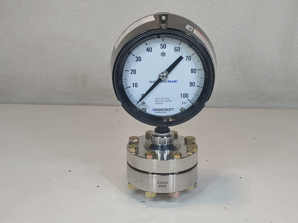 Ashcroft Duragauge 0-100 PSI Pressure Gauge w/ Diaphragm Seal HTH-34S64MS6NS6KCS 