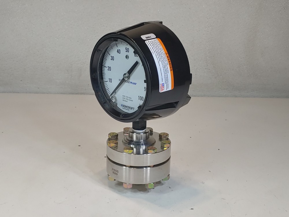 Ashcroft Duragauge 0-100 PSI Pressure Gauge w/ Diaphragm Seal HTH-34S64MS6NS6KCS 