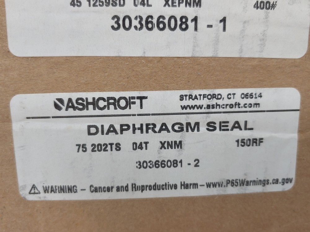 Ashcroft 0-400 PSI 1" NPT 30366081-1 Pressure Gauge w/ Diaphragm Seal 