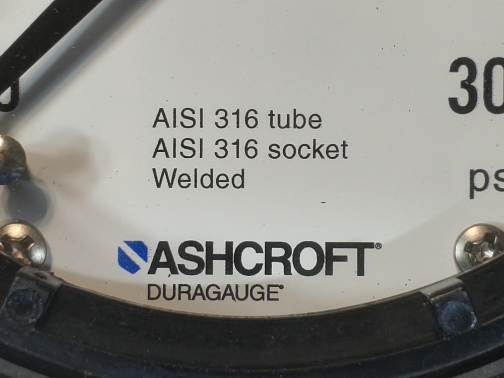 Ashcroft Duraguage 0-300psi 4.5" Dial 1/2" NPT 45-1279-SS-04L-300# 